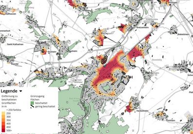 Neu in den Kartenwerken Klimaanpassung: Grünerreichbarkeit auf einen Blick