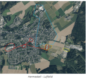 Das Bild zeigt den Ort Hermeskeil aus der Vogelperspektive