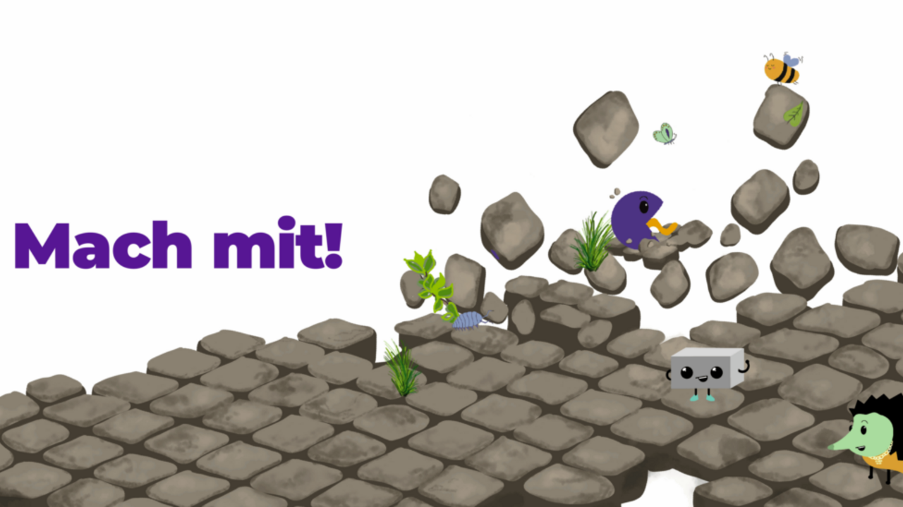 Das Bild zeigt eine Grafik mit Pflastersteinen, die aufgebrochen werden